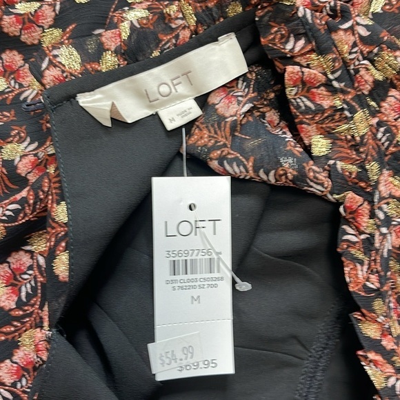 LOFT Women's Shimmer Vine Pleated Yoke Blouse Size M - Picture 8 of 8